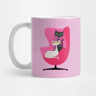 Mid Century Atomic Cats in Pink Chair Mug